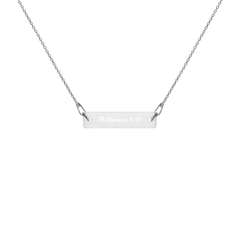 PICK-A-VERSE Engraved Silver Bar Chain Necklace