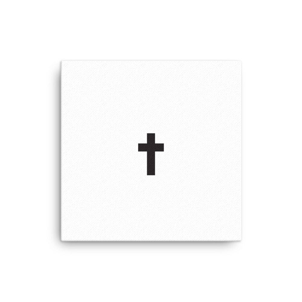 White Minimal Cross Canvas