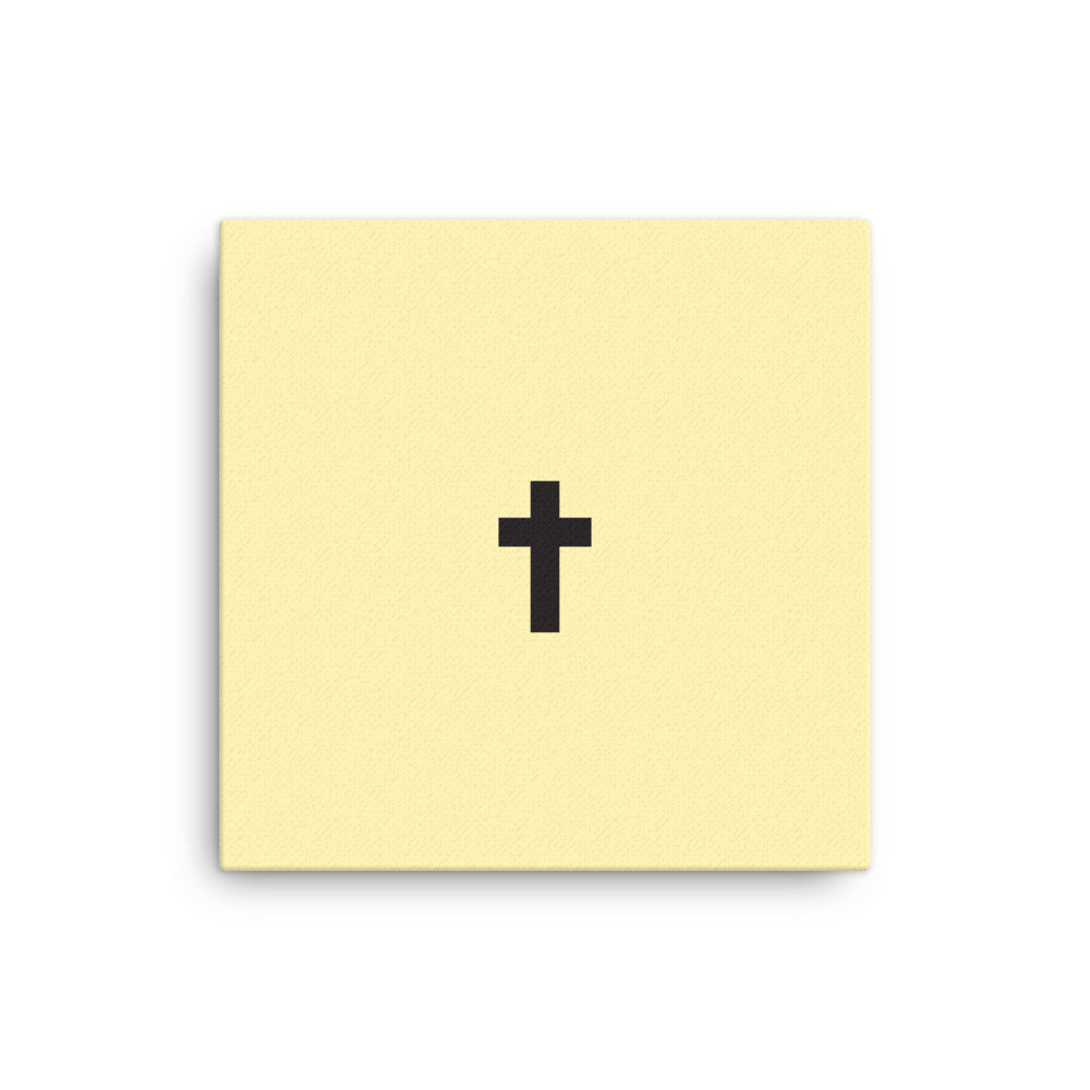 Light Yellow Minimal Cross Canvas