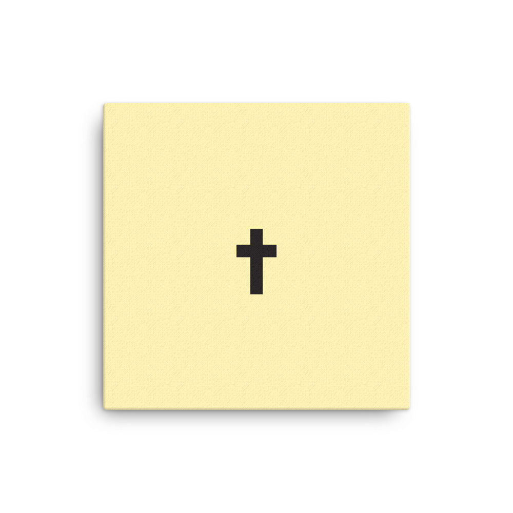 Light Yellow Minimal Cross Canvas