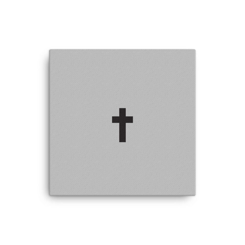 Grey Minimal Cross Canvas