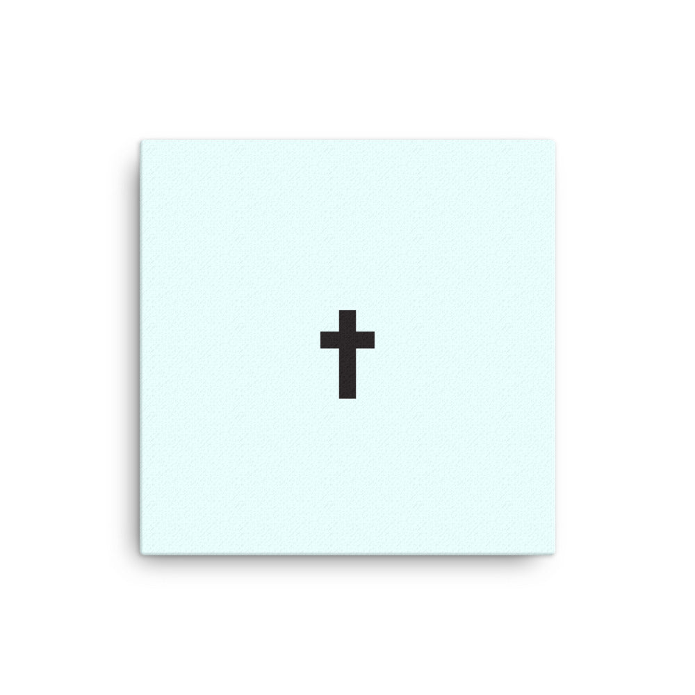 Light Blue Minimal Cross Canvas